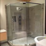custom angled glass shower enclosure